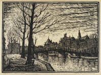 KG 09504
<br/>
Gezicht op het Spaarne bij de Gravensteenbrug
<br/>
<em>Perné, Joseph van de Wall (1877-1941)</em>